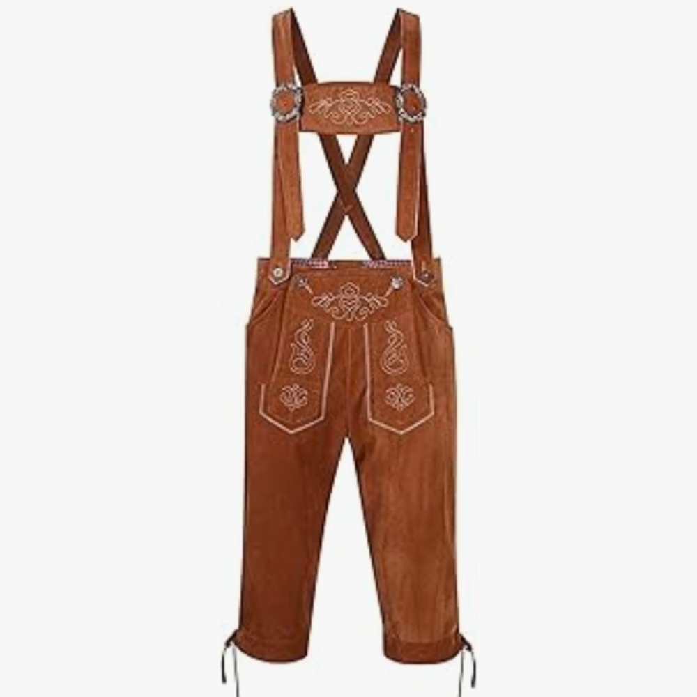 GloryStar Lederhosen Men German Bavarian Oktoberfest Leather Trousers Costume